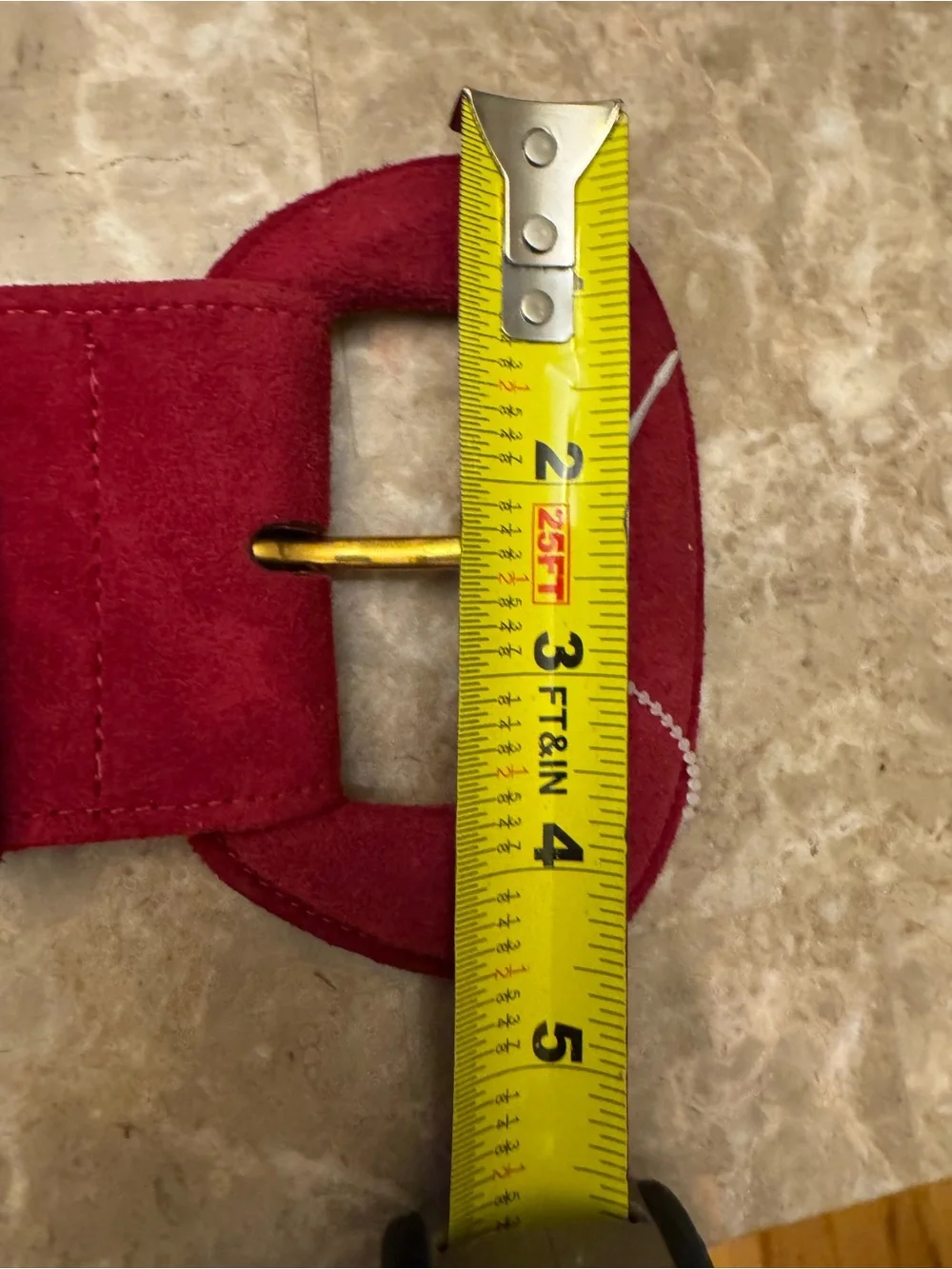 Donna Karan Red Suede Vintage Statement Belt withGold-Tone Buckle Size Small